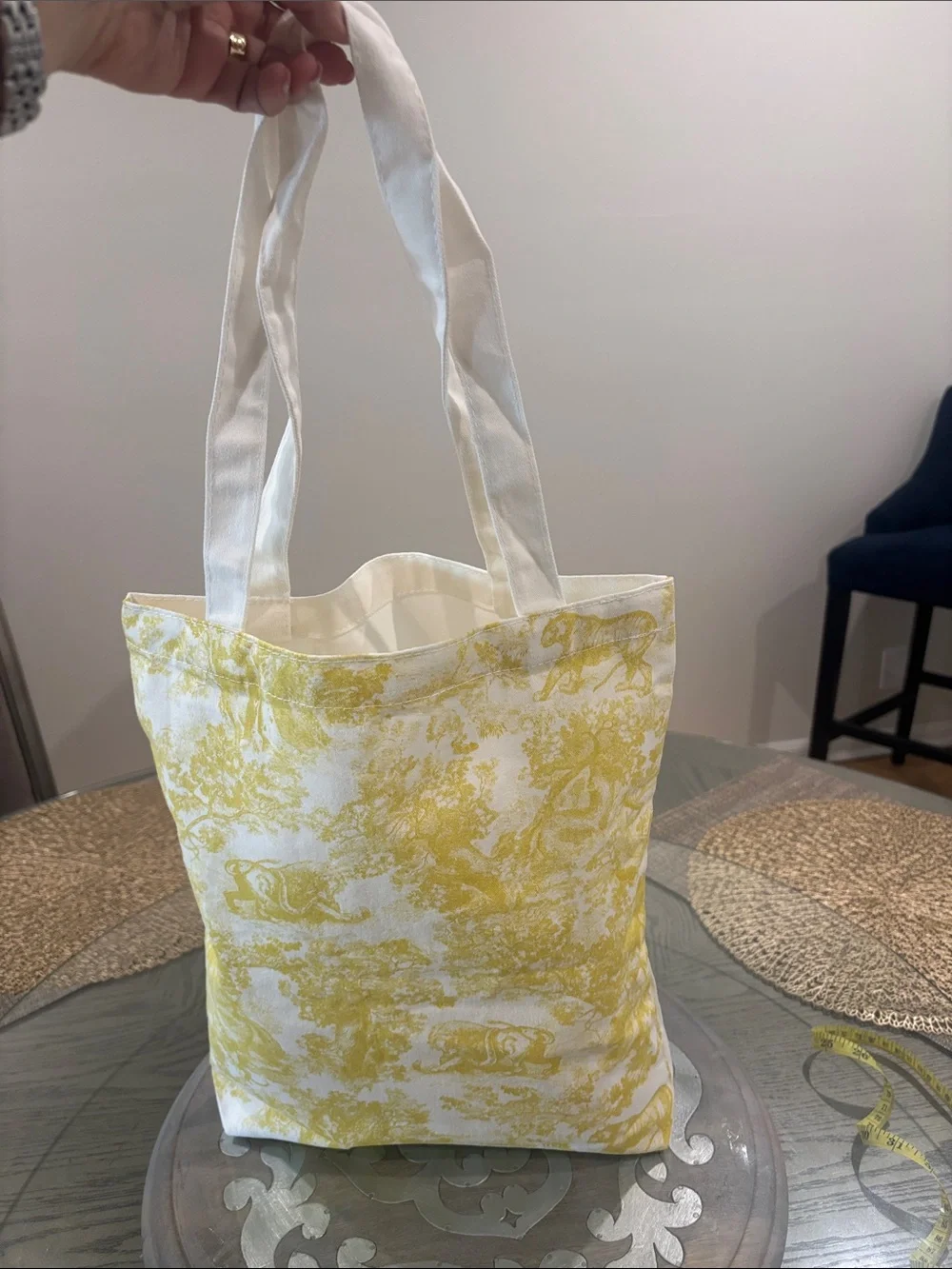Dior White and Yellow Cotton Tote Bag with certificate of authenticity
